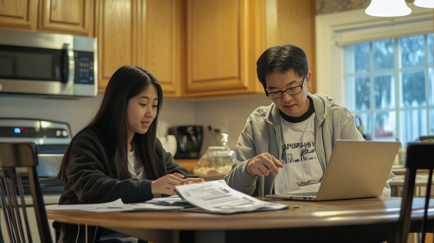 Student filling out a loan application